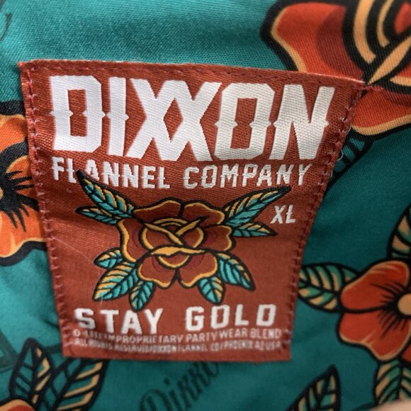 Dixxon Shirt Mens XL Stay Gold Party Floral Print AOP Short Sleeve Button Up - Picture 5 of 8